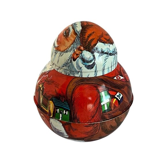 Cheinco Santa Claus Roly-Poly Tobacco/Candy Christmas Tin Container 1980 7.5x6" - Picture 5 of 10